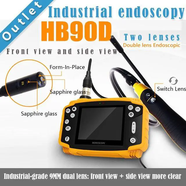 Alt view image 2 of 7 - SmartFly HB90D 9mm 1 Meter 3.5" LCD Dual Lens Endoscope Borescope Snake Inspection Tube Camera DVR Vehicle Inspection Pipeline