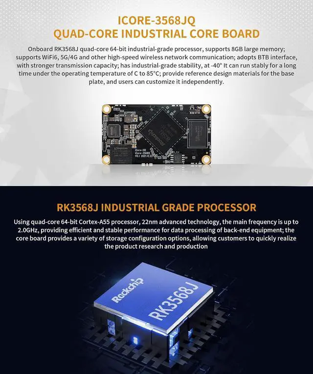 Alt view image 4 of 5 - Firefly Core-3588J 8-Core 2.4 GHz Rockchip RK3588 Core Board LPDDR4 4GB RAM+32GB eMMC Storage Wi-Fi 6 & Bluetooth Support 8K Multi-Display