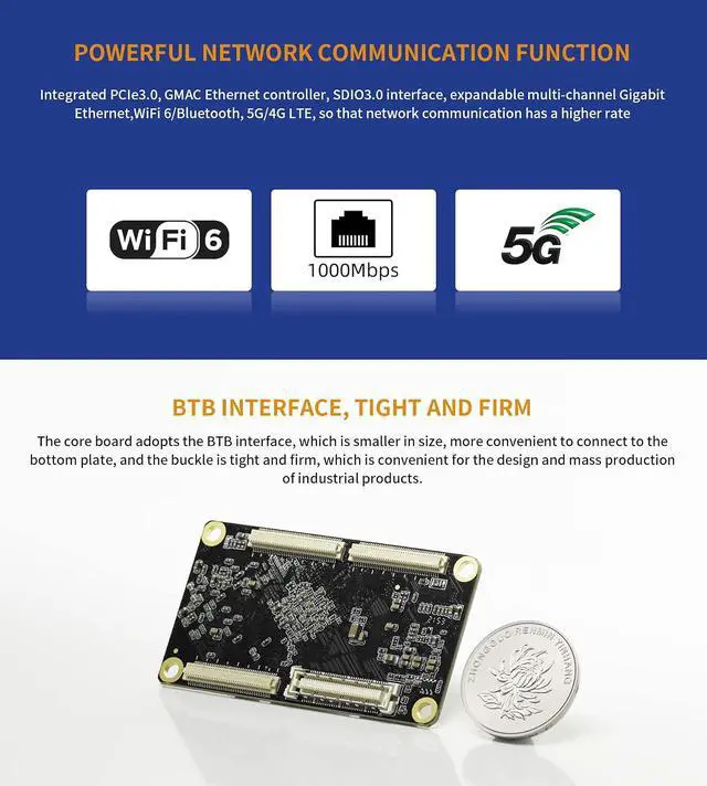 Alt view image 5 of 5 - Firefly Core-3588J 8-Core 2.4 GHz Rockchip RK3588 Core Board LPDDR4 4GB RAM+32GB eMMC Storage Wi-Fi 6 & Bluetooth Support 8K Multi-Display