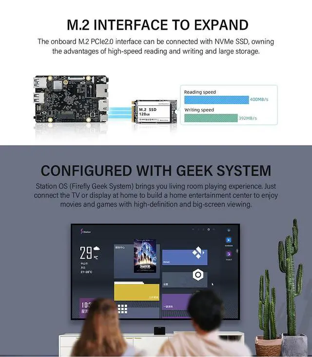 Alt view image 5 of 7 - Firefly ROC-RK3566-PC Rockchip RK3566 4GB RAM Single Board Computer Support Caffe/TensorFlow and Geek System