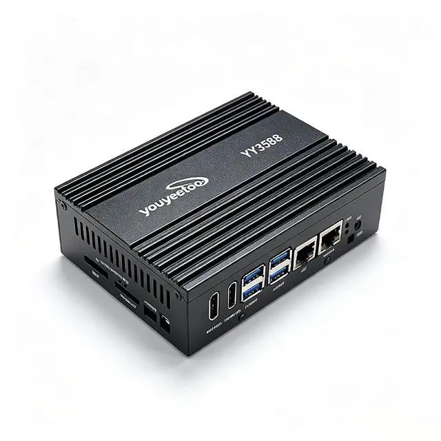 Alt view image 2 of 7 - Black Metal Case for YY3588 8-core 64-bit AI Single Board ComputerSupport PCIe 3.0 2280 NVMe/SATA 3.0 SSD for AI IoT Edge
