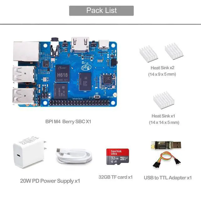 Alt view image 2 of 6 - Banana Pi BPI-M4 Berry LPDDR4 2GB Single Board Computer, Allwinner H618 Quad-core CPU 8GB eMMC, GbE Ethernet for IoT Edge Computing/Media Center, Support Debian Ubuntu, Substitute for Pi 4B SBC