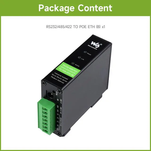 Alt view image 2 of 7 - RS232/485/422 to RJ45 Ethernet Module, TCP/IP to Serial, with POE Function, Bi-Directional Transparent Transmission, Suitable for Data Acquisition, Intelligent Instrument Monitoring, etc