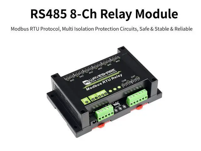 Alt view image 3 of 7 - Industrial Modbus RTU 8-ch Relay Module with RS485 Interface Multi Isolation Protection Circuits Comes with an ABS Enclosure