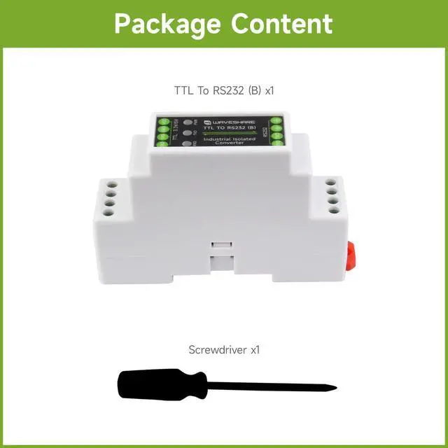 Alt view image 2 of 7 - Rail-Mount TTL to RS232 Galvanic Isolated Converter, Full-Duplex Communication, Lightningproof & Anti-Surge, Multi-Isolation Protection, TTL Serial Converter