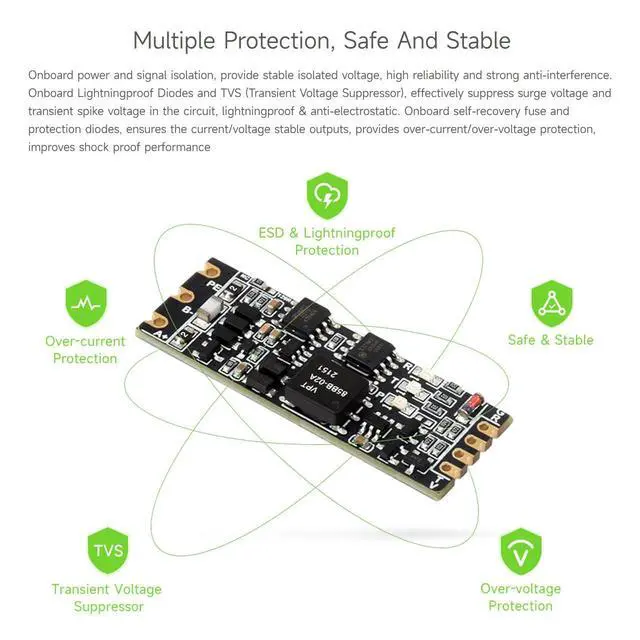 Alt view image 5 of 7 - TTL to RS485 (C) Galvanic Isolated Converter, Half-Duplex Communication, Lightningproof & Anti-Surge, Multi-Isolation Protection