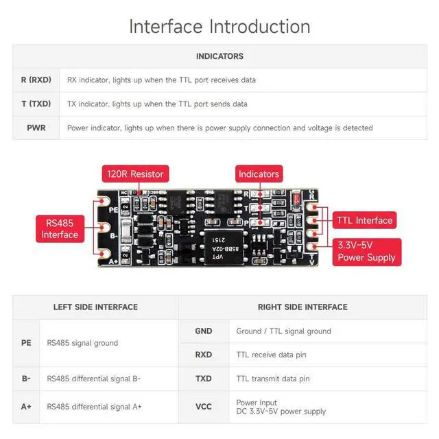 Alt view image 7 of 7 - TTL to RS485 (C) Galvanic Isolated Converter, Half-Duplex Communication, Lightningproof & Anti-Surge, Multi-Isolation Protection