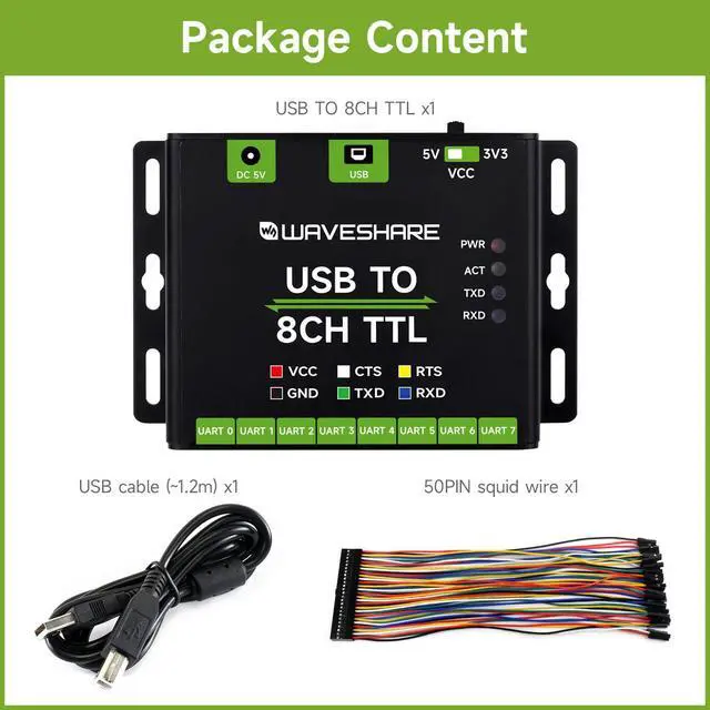Alt view image 2 of 7 - Industrial USB to 8CH TTL Converter, USB to UART, Multi Protection Circuits, Multi Systems Support, USB to TTL Adapter