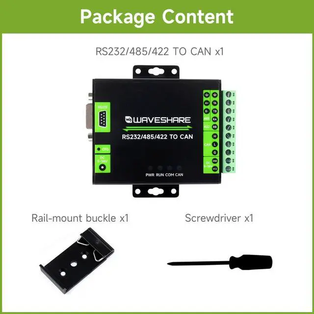 Alt view image 2 of 7 - RS232/485/422 to CAN Industrial Isolated Converter, Supports Modbus RTU Conversion, Multiple Protection Circuits