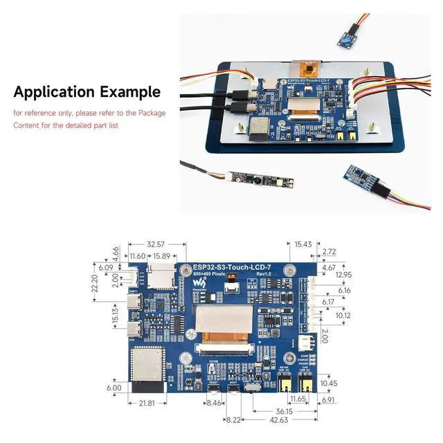 Alt view image 7 of 7 - 2PCS ESP32-S3 7inch Capacitive Touch LCD Development Board, ESP32 with Display, 800×480, 5-Point Touch, Up to 240MHz Frequency, Supports Wi-Fi & BLE, with Onboard Antenna