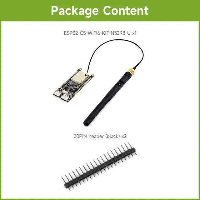 Alt view image 2 of 7 - ESP32-C5 Dual-Band Wi-Fi 6 Development Board, 240MHz RISC-V, ESP32-C5-WROOM-1 Series Module, Multi-Protocol RISC-V MCU, 32MB Flash and 8MB PSRAM, with External Dual-Band Wi-Fi Antenna