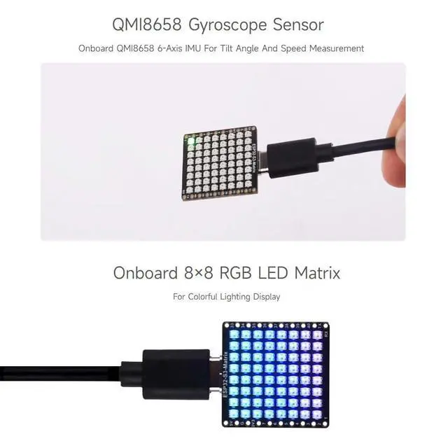 Alt view image 5 of 7 - ESP32-S3-Matrix Development Board, Onboard 8×8 RGB LED Matrix and QMI8658 Attitude Sensor, Supports Wi-Fi and Bluetooth LE, ESP32 Development Board