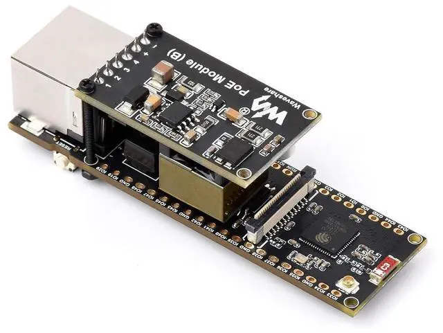Main image of ESP32-S3 ETH Development Board, 10/100Mbps RJ45 Ethernet Port, Wi-Fi & BT Support, 240MHz Dual Core Processor, Onboard Type-C Port and TF Card Slot, PoE Module