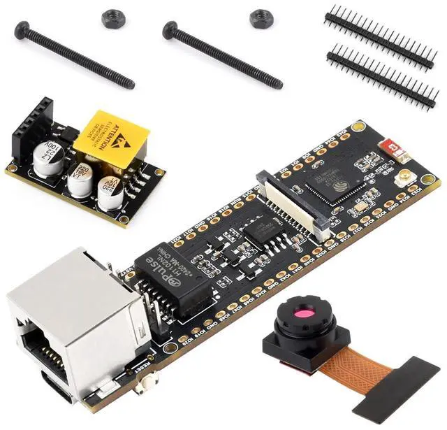 Main image of ESP32-S3 ETH Development Board Microcontroller, 10/100Mbps RJ45 Ethernet Port, W-F & BT Support, 240MHz Dual Core Processor, Onboard Type-C Port and TF Card Slot, OV2640 Camera+PoE Module