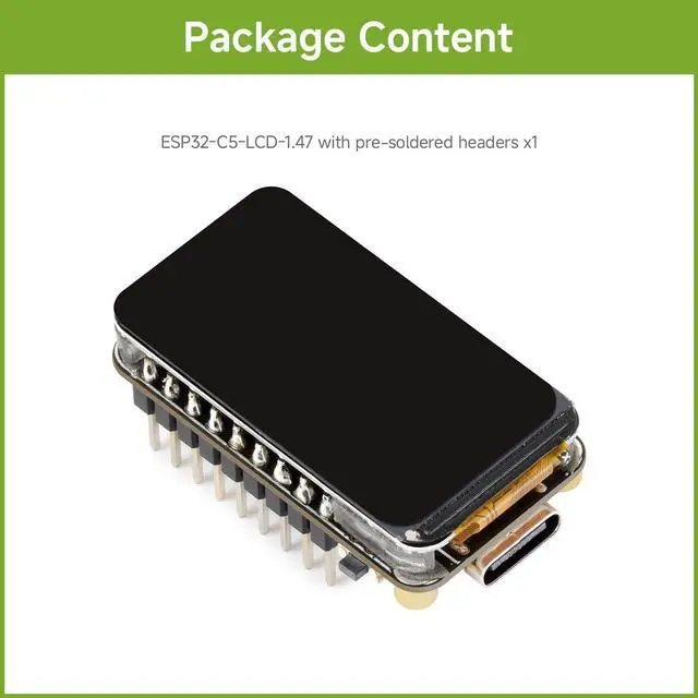 Alt view image 2 of 7 - ESP32-C5 1.47inch LCD Dev Board,172×320,with pre-soldered headers | 262K color,supports 2.4GHz/5GHz Wi-Fi 6 and BLE5,Integrated display, onboard TF card slot and multiple peripheral interfaces