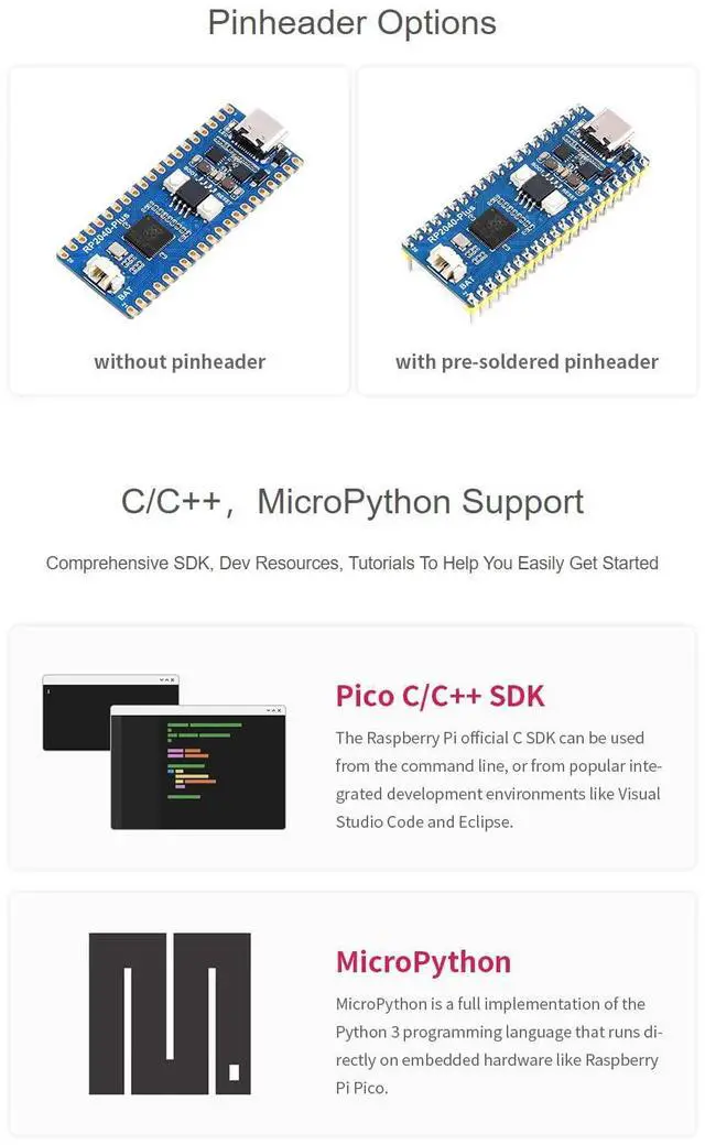 Alt view image 3 of 5 - RP2040-Plus, A Low-Cost, High-Performance Pico-Like MCU Board Based On Microcontroller RP2040 4MB with Pre-soldered Header