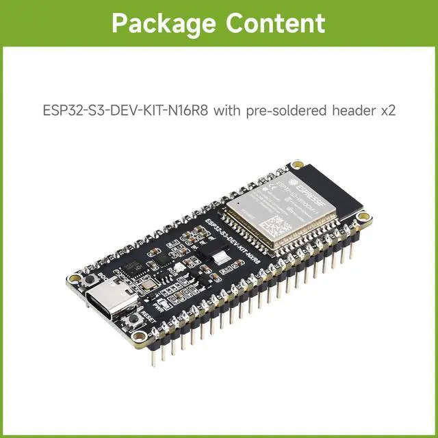 Alt view image 2 of 7 - 2PCS ESP32-S3 Microcontroller, 2.4GHz Wi-Fi Development Board, 240MHz Dual Core Processor, ESP32-S3-WROOM-1 Module, 16MB Flash, with Pre-soldered Header