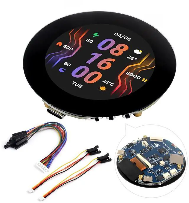 Main image of ESP32-S3 2.1inch Round Touch Screen with 32-bit LX7 Dual Core Processor, 480 × 480 Resolution, 262K Color, Support Wi-Fi & BLE 5