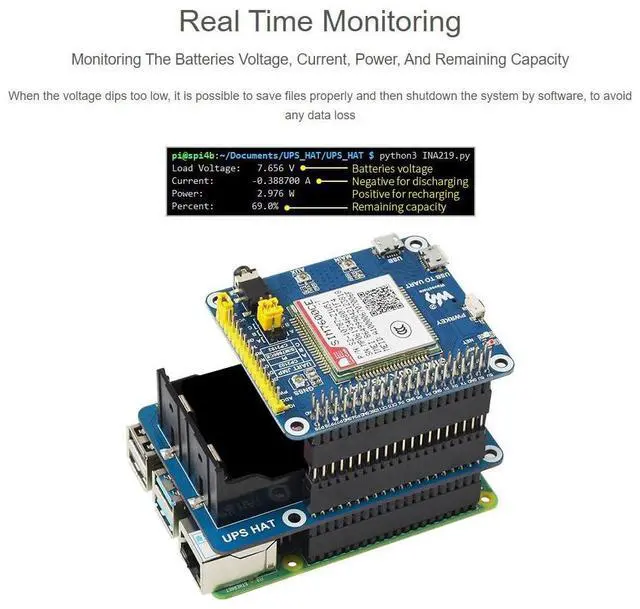 Alt view image 5 of 7 - UPS HAT Compatible with 5V Uninterruptible Power Supply Multi Battery Protection Circuits Charge and Power Output at The Same Time