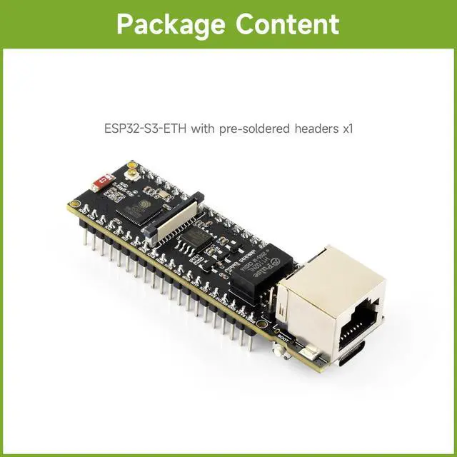 Alt view image 2 of 7 - ESP32-S3 ETH Dev Board, with Pre-soldered Headers, PoE Module | Support Wi-Fi 5 & BLE5, 240MHz Dual Core, Type-C Port and TF Card Slot, Pico HAT compatible, multiple peripheral interfaces
