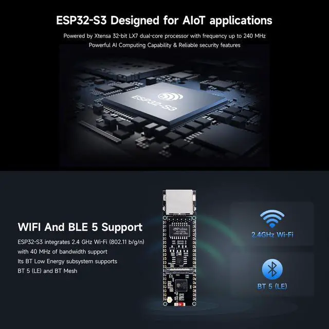 Alt view image 5 of 7 - ESP32-S3 ETH Dev Board, with Pre-soldered Headers, OV5640 Camera