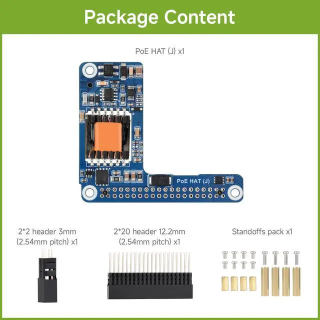 Alt view image 2 of 6 - Power Over Ethernet HAT (J), Compatible with 5/CM 5, 5V/5A Output, Stable, Isolated Switched-Mode Power Supply, Providing Network and Power Supply in One Cable, Board Only