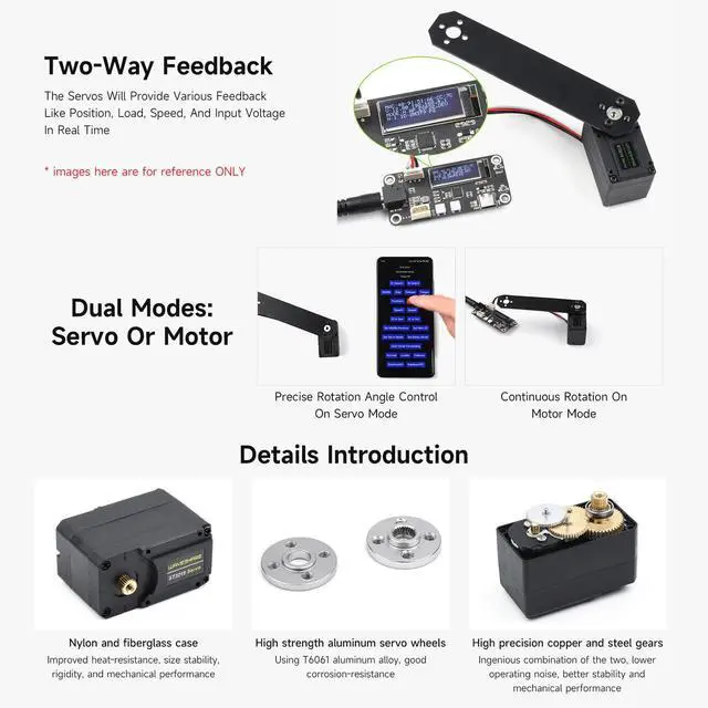 Alt view image 6 of 7 - ST3215 Series Serial Bus Servo, High Precision and Torque, with Programmable 360 Degrees Magnetic Encoder, Two-Way Feedback, Servo/Motor Mode Switchable, 19.5kg.cm@7.4V Torque