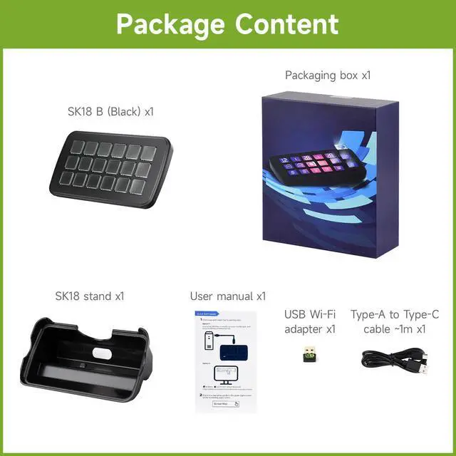 Alt view image 2 of 7 - SK18 Multi-Functional AI Voice Control Panel, Onboard 18 × Membrane LCD Macro Keys, Supports Linux + QMK Dual-System Architecture and AIDA64