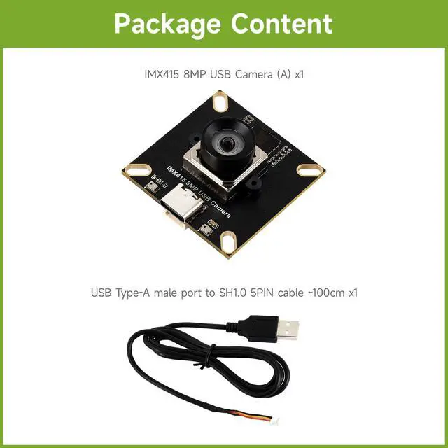 Alt view image 2 of 5 - IMX415 8MP High-Resolution USB Camera Module, IMX415 Sensor Chip, USB2.0 Port, onboard Dual Microphones, Distortion-Free