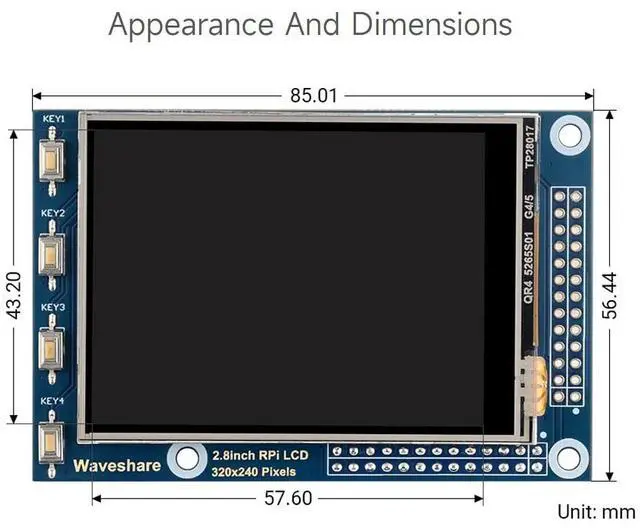 Alt view image 7 of 7 - 2.8inch Resistive Touch Screen TFT LCD, Compatible with 5/4B/3B/Zero/Zero W/Zero 2W/Pico/Pico W/Pico WH, 320x240 Resolution