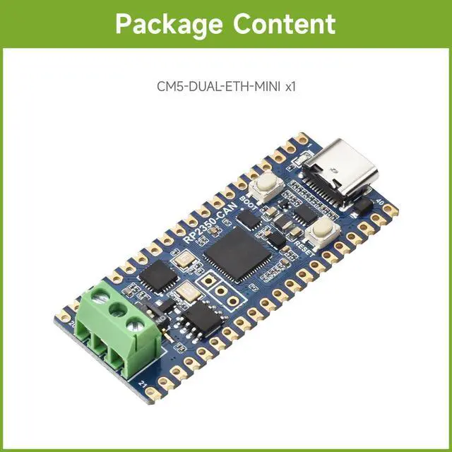 Alt view image 2 of 7 - RP2350 CAN Development Board, Based On RP2350A Dual-core & Dual-architecture Microcontroller, 150 MHz Operating Frequency, Onboard SIT65HVD230 Transceiver, XL2515 CAN Controller