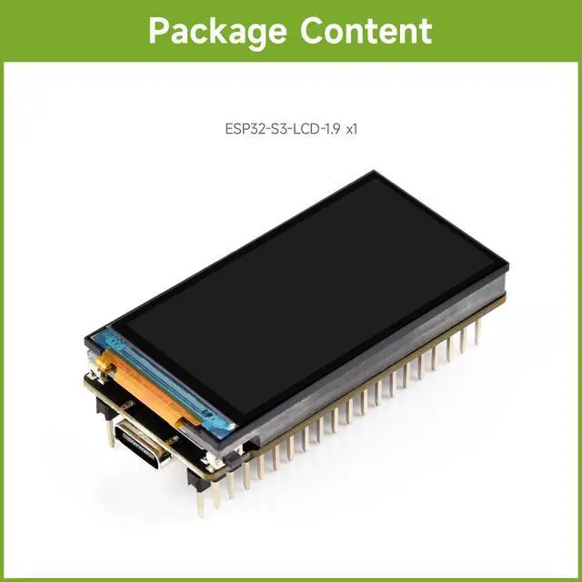 Alt view image 2 of 7 - ESP32-S3 1.9inch Display Development Board, 170×320 Pixels, 262K Color, 32-bit LX7 Dual-core,32-bit LX7 Dual-core, Up to 240MHz, 90° Rotation Support, ESP32 with Display Integration