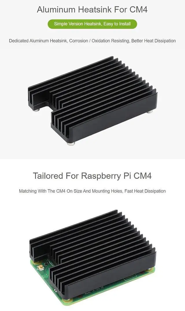 Alt view image 3 of 7 - Dedicated Aluminum Heatsink CM4-HEATSINK-B for Compute Module 4 CM4 with Proper Space for Antenna Section