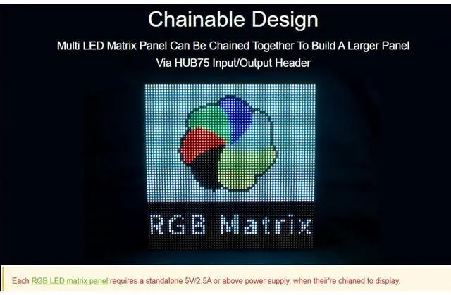 Alt view image 3 of 7 - RGB Full-Color LED Matrix Panel 64×32 Pixels Adjustable Brightness Compatible with 5/4B/3B/Zero/Zero W/Zero 2W/Pico/Pico W/Pico WH ESP32