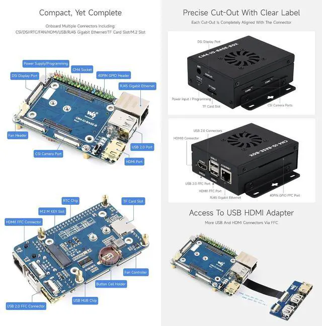 Alt view image 7 of 7 - Mini Base Board Designed for Compute Module 4 Powerful Functions in A Small Sized Body Suitable for Evaluating The CM4 Or Being Integrated Into End Products
