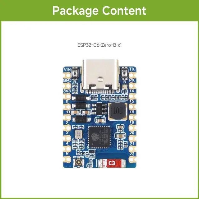 Alt view image 2 of 5 - ESP32-C6 Mini Wi-Fi 6 Development Board, Without Headers | 5 ~ 36V Wide Voltage Power Supply Support BLE, IEEE 802.15.4 (Zigbee 3.0 and Thread) compatible with the ESP32-C6-Zero Pins