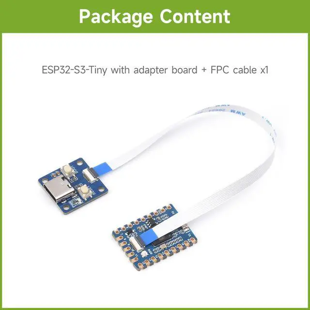 Alt view image 2 of 6 - ESP32-S3 Mini Development Board, Based On ESP32-S3FH4R2 Dual-Core Processor, 240MHz Running Frequency, Comes with Adapter Board and FPC Cable