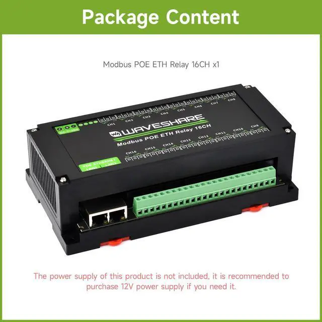 Alt view image 2 of 7 - 16-Ch Ethernet Module, Modbus RTU/TCP, Ethernet Communication, Support PoE, Various Isolation & Protection Circuits, Industrial Rail-Mount
