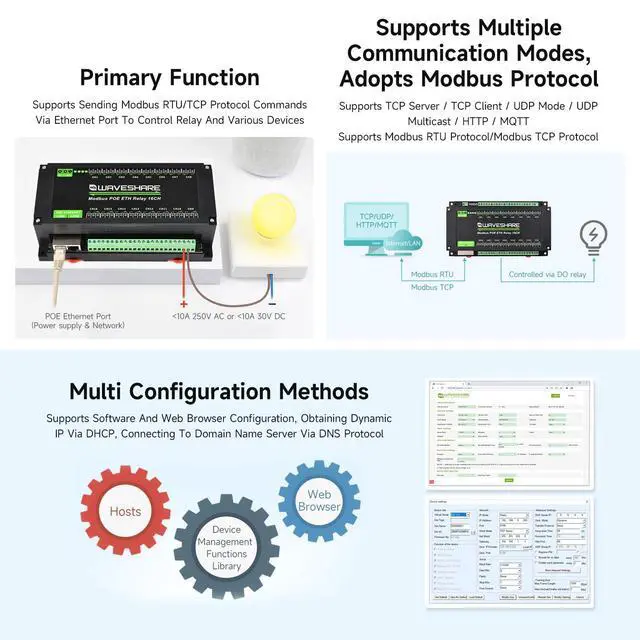 Alt view image 4 of 7 - 16-Ch Ethernet Module, Modbus RTU/TCP, Ethernet Communication, Support PoE, Various Isolation & Protection Circuits, Industrial Rail-Mount