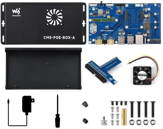 Main image of Compute Module 5 IO Board+Case, Compatible with All Variants of CM5, with PoE Feature, Bundle with Board+ Case+Power Supply