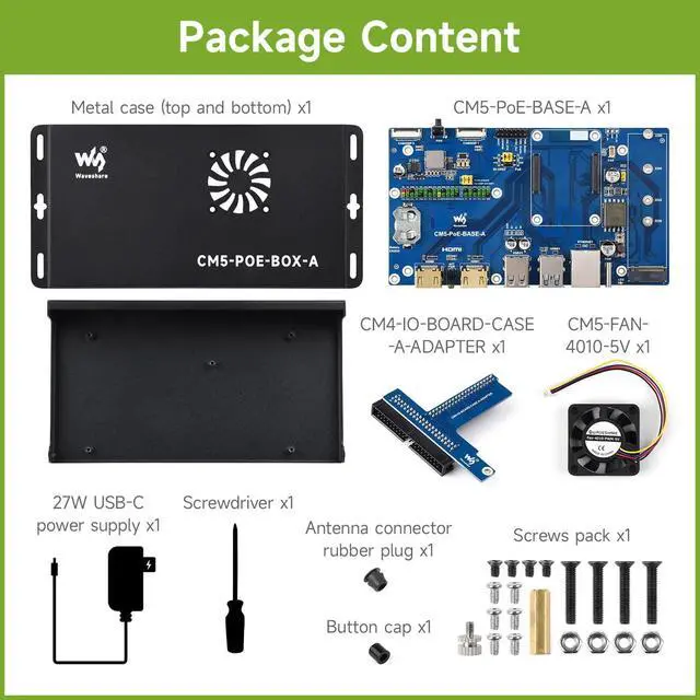 Alt view image 2 of 7 - Compute Module 5 IO Board+Case, Compatible with All Variants of CM5, with PoE Feature, Bundle with Board+ Case+Power Supply