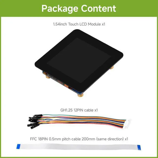 Alt view image 2 of 7 - 1.54inch Touch LCD Display Module, 240×240 Resolution, IPS Panel, SPI and I2C Communication interfaces, 262K Display Color
