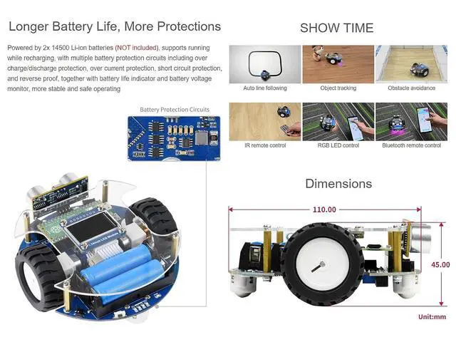 Alt view image 6 of 7 - PicoGo Mobile Robot Compatible with Pico Self Driving Remote Control Includes Pico (pre-soldered Header) Unassembled