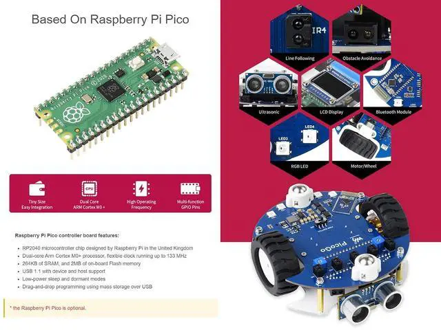 Alt view image 7 of 7 - PicoGo Mobile Robot Compatible with Pico Self Driving Remote Control Includes Pico (pre-soldered Header) Unassembled