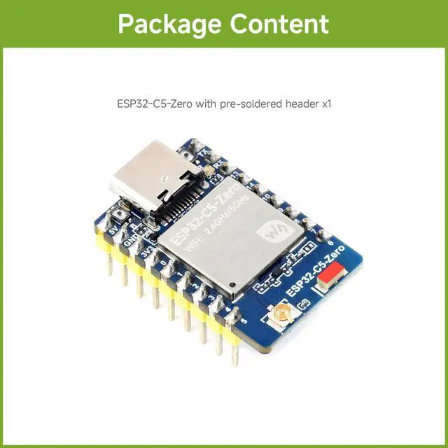 Alt view image 2 of 6 - ESP32-C5 Mini Development Board, Equipped with 32-bit RISC-V Processor, Integrated 2.4GHz/5GHz Dual-Band Wi-Fi 6 and BLE 5, with Pre-Soldered Headers