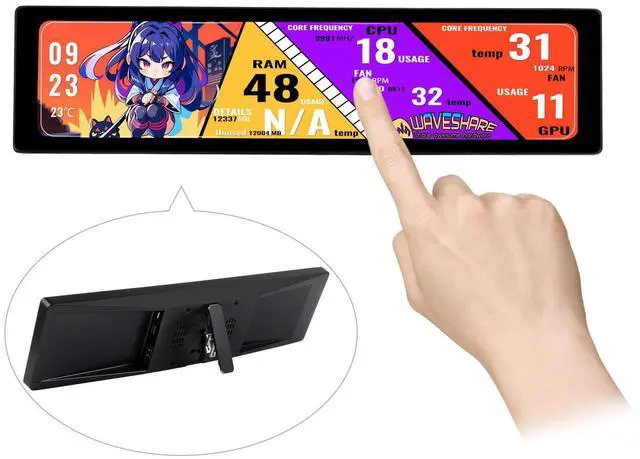 Main image of 11.9inch IPS Display, Compatible with 5/4B/3B+/3A+/2B/B+/A+/Zero/Zero W/WH/Zero 2W CM3+/4, 5-Point Touch, No Driver Required, with Touch Function