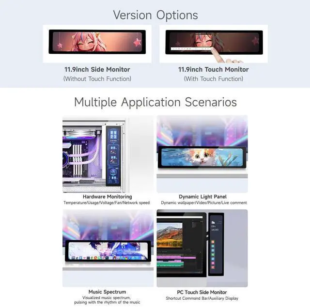 Alt view image 4 of 7 - 11.9inch IPS Display, Compatible with 5/4B/3B+/3A+/2B/B+/A+/Zero/Zero W/WH/Zero 2W CM3+/4, 5-Point Touch, No Driver Required, with Touch Function