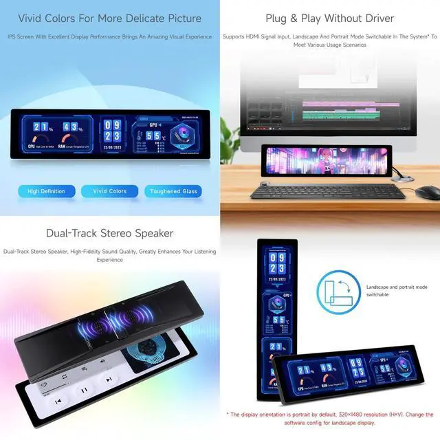 Alt view image 5 of 7 - 11.9inch IPS Display, Compatible with 5/4B/3B+/3A+/2B/B+/A+/Zero/Zero W/WH/Zero 2W CM3+/4, 5-Point Touch, No Driver Required, with Touch Function