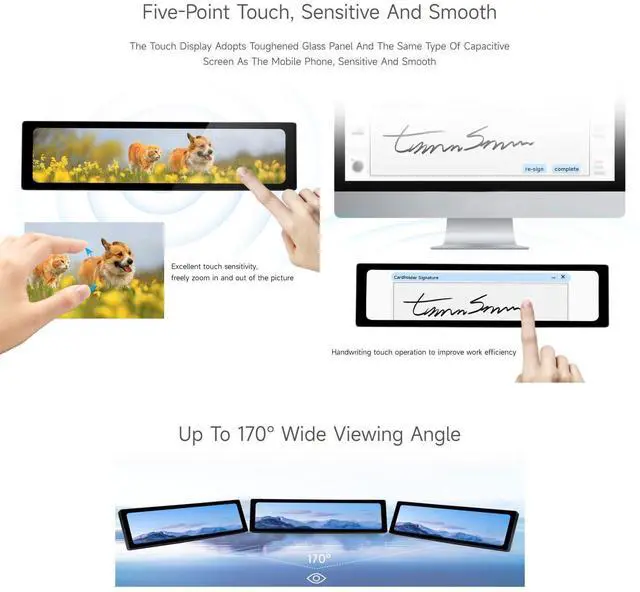 Alt view image 6 of 7 - 11.9inch IPS Display, Compatible with 5/4B/3B+/3A+/2B/B+/A+/Zero/Zero W/WH/Zero 2W CM3+/4, 5-Point Touch, No Driver Required, with Touch Function