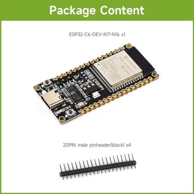 Alt view image 2 of 7 - ESP32-C6 Microcontroller, WiFi 6 Development Board, 160MHz Single-core Processor, ESP32-C6-WROOM-1-NX Series Module, Supports USB and UART Development,16MB Flash